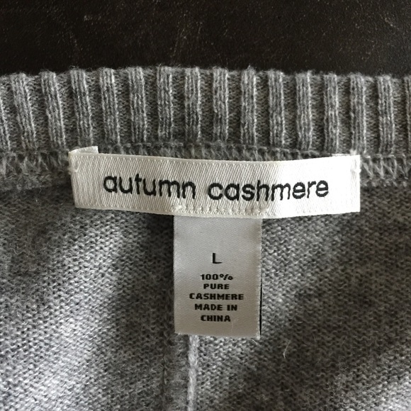 Autumn Cashmere grey sweater, leather trim, L - Picture 3 of 3